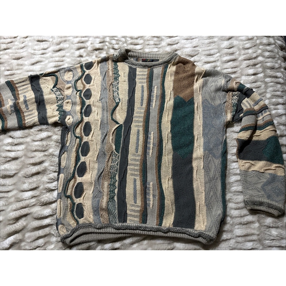 BERGATI MENS COOGI STYLE SWEATER Mens Large Multicolor 90's Vintage